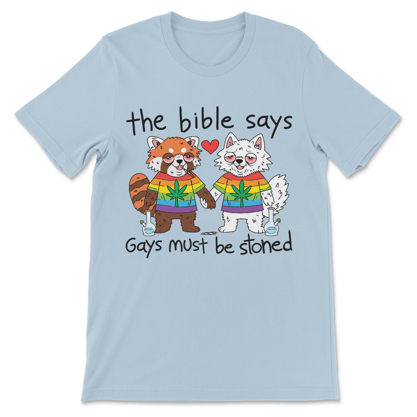 dark humor parody t-shirt with illustrated animals and ironic religious message
