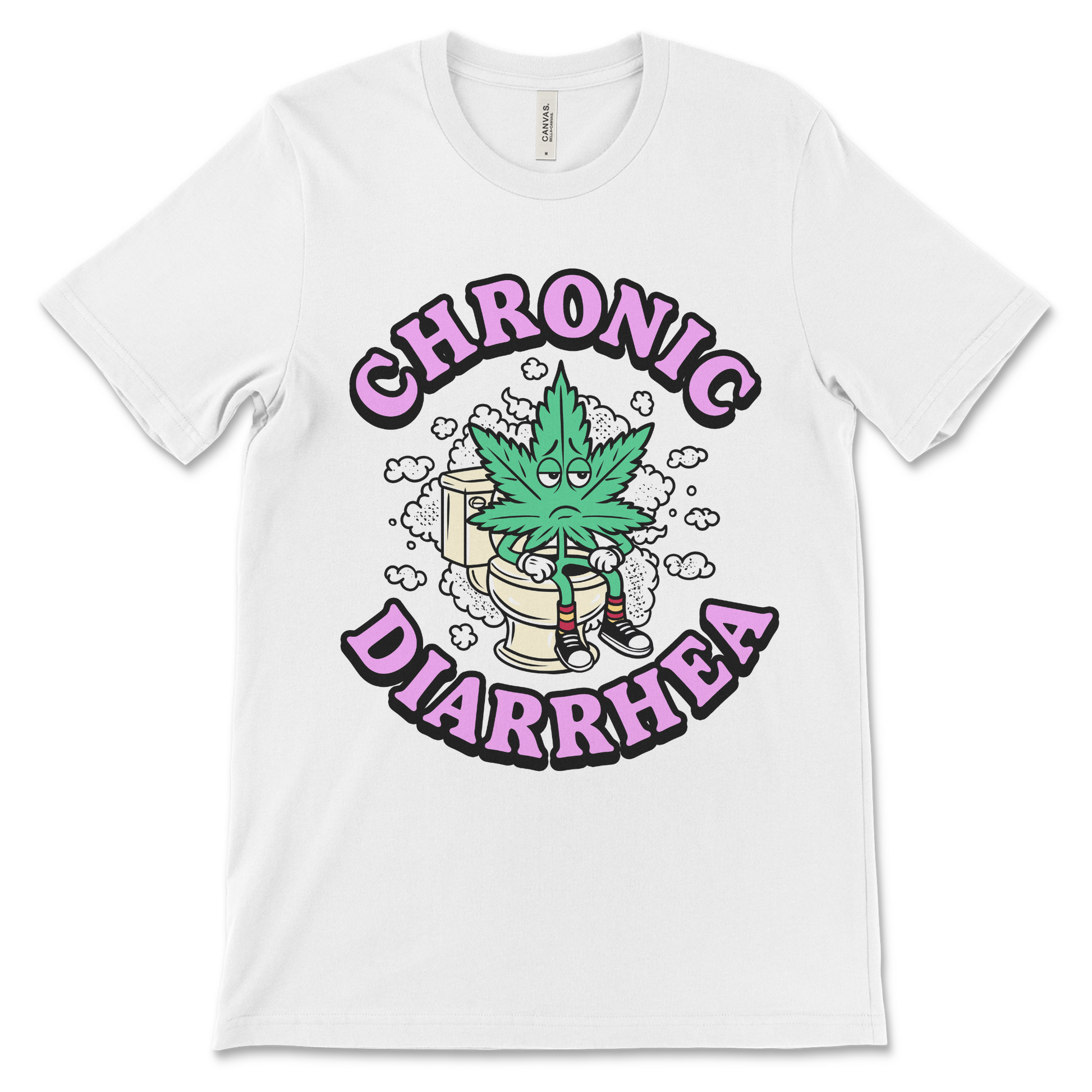 Chronic diarrhea marijuana shirt, weed leaf toilet graphic, stoner humor t-shirt, offensive poop joke novelty tee.