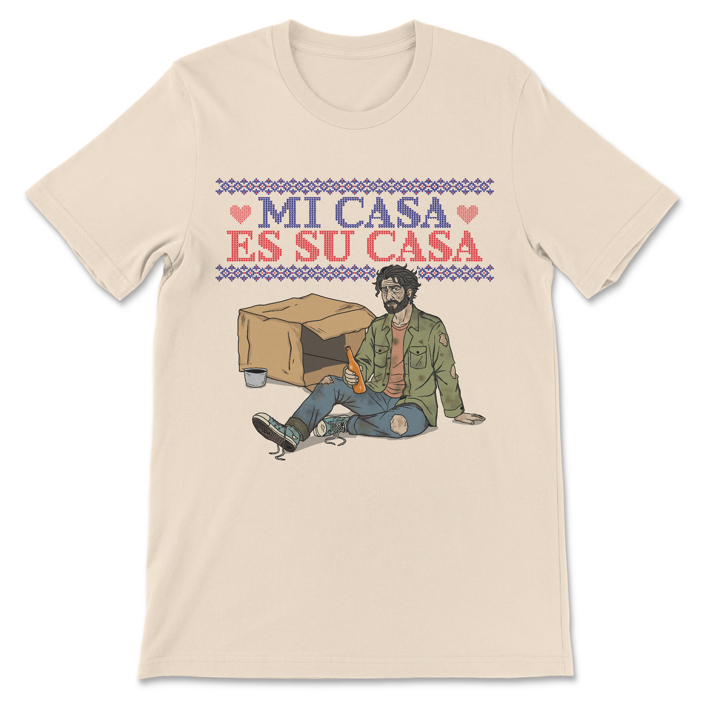 funny inflation shirt featuring a hobo and a cardboard box