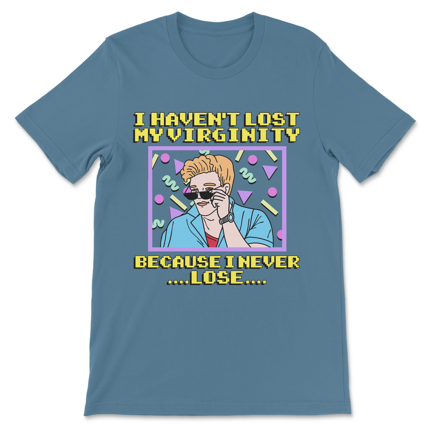 sarcastic quote t-shirt with ironic never lose virginity design
