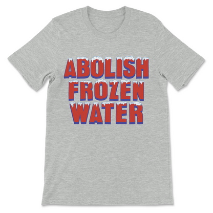 Anti-ICE political satire shirt with Abolish Frozen Water design