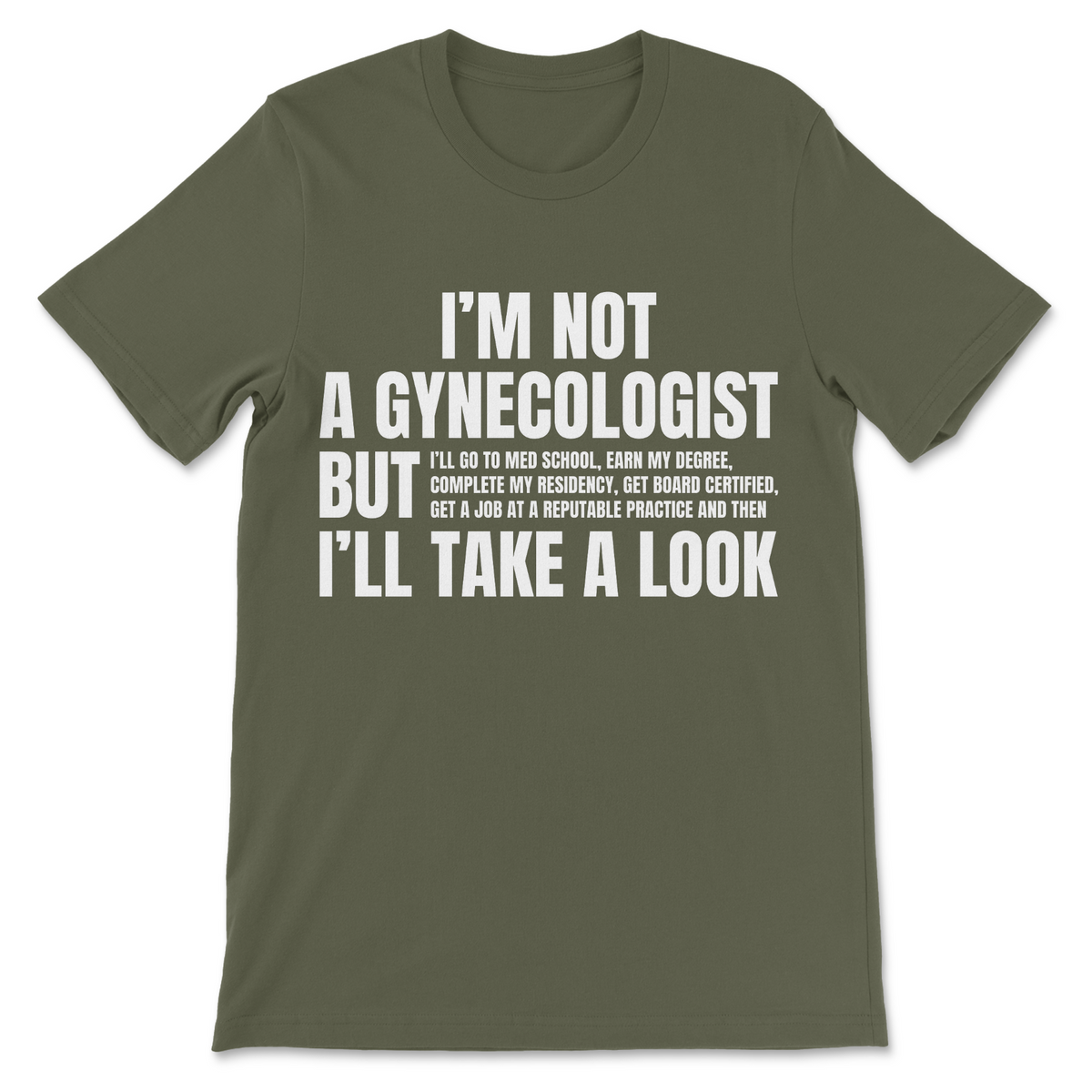 Funny doctor meme shirt with gynecologist joke, medical school parody, adult humor and inappropriate graphic shirt design
