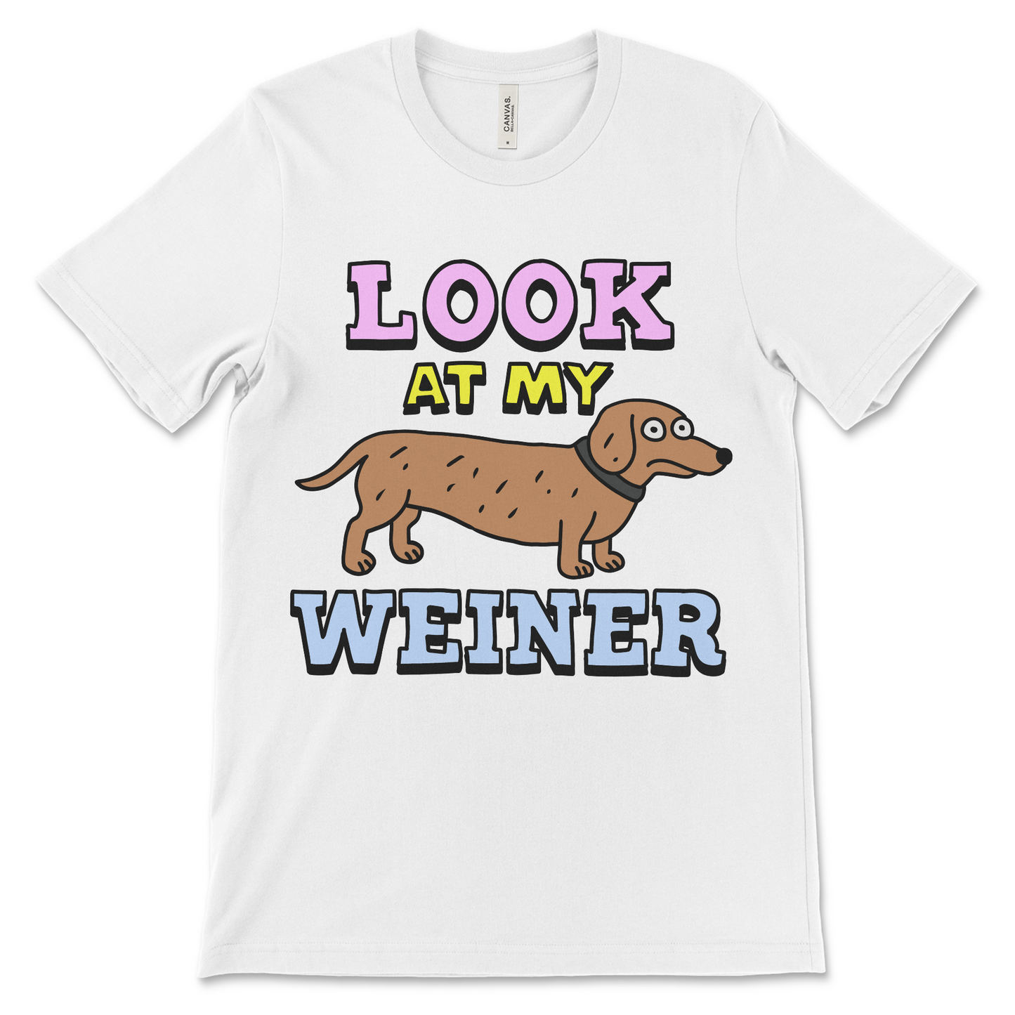 Dirty humor shirt featuring a dachshund and a raunchy phrase. Made for pun lovers with a love for cute pets.