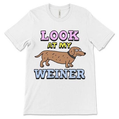 Dirty humor shirt featuring a dachshund and a raunchy phrase. Made for pun lovers with a love for cute pets.