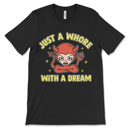 Offensive gag gift women’s t-shirt with shocking slogan print