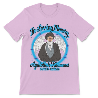 a funny parody of an airbrush memorial shirt, featuring a political joke about Iran.