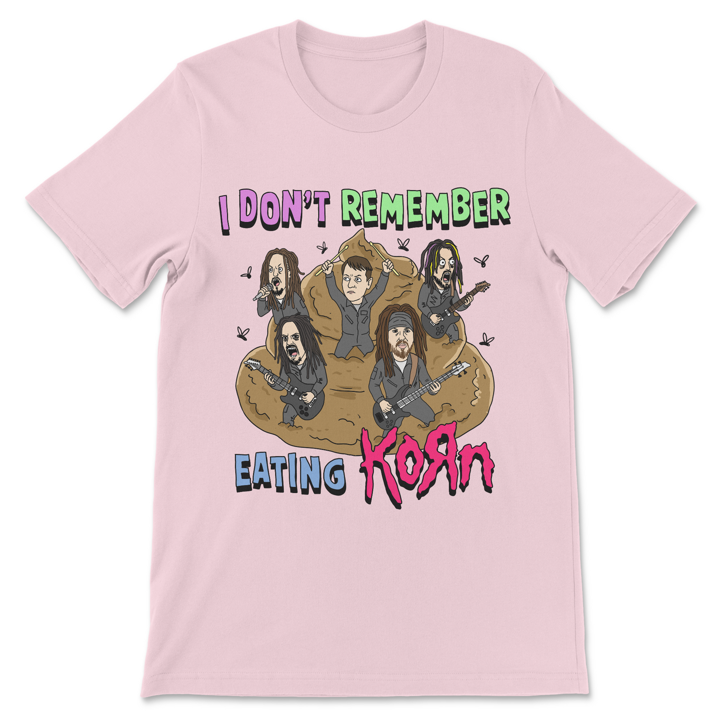 funny band parody shirt with Korn pun design
