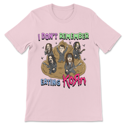 funny band parody shirt with Korn pun design
