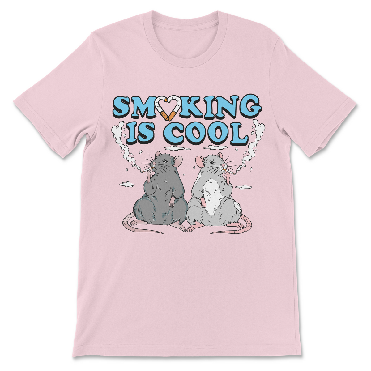 Funny rat graphic shirt with cute cigarette smoking rodents, absurd animal humor, sarcastic slogan and alternative cartoon artwork
