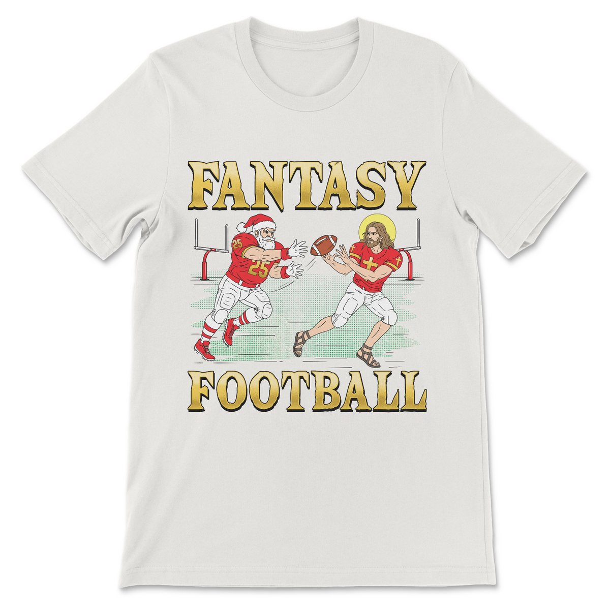 Jesus Santa Fantasy Football religious satire shirt