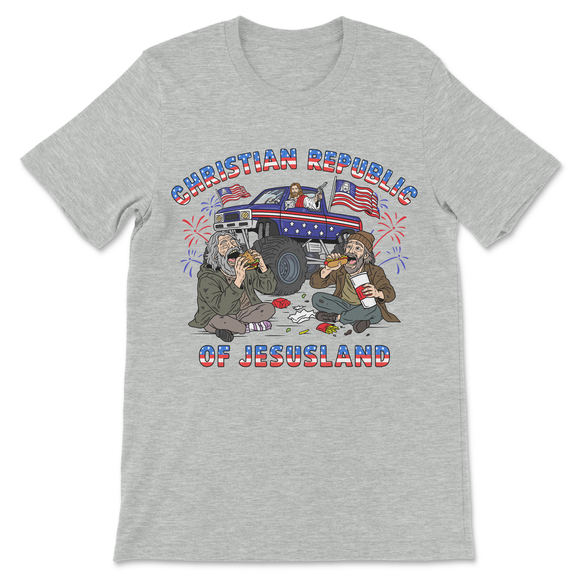 political humor shirt christian parody tee
