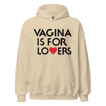 Funny LGBTQ+ graphic hoodie with a parody of the Virginia Is for Lovers slogan.
