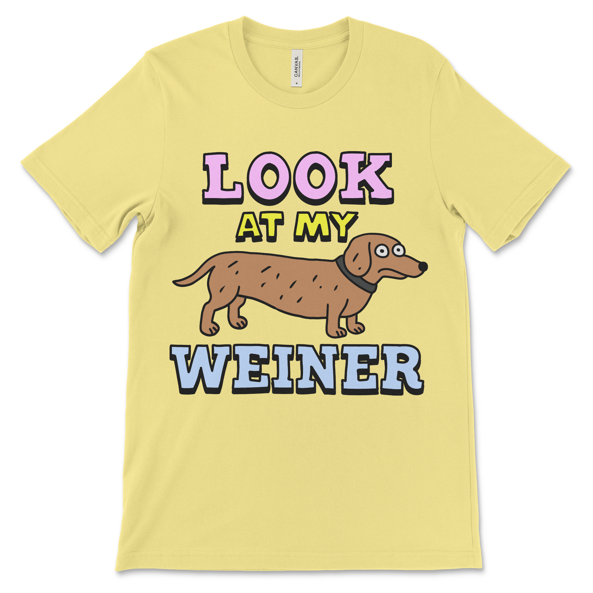 Offensive animal t-shirt with a proud wiener dog design. Great for inappropriate dog-themed gifts and crude humor fans.