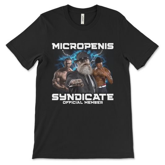 Offensive micropenis meme shirt with a stupid cringe joke design that’s nasty and embarrassing.