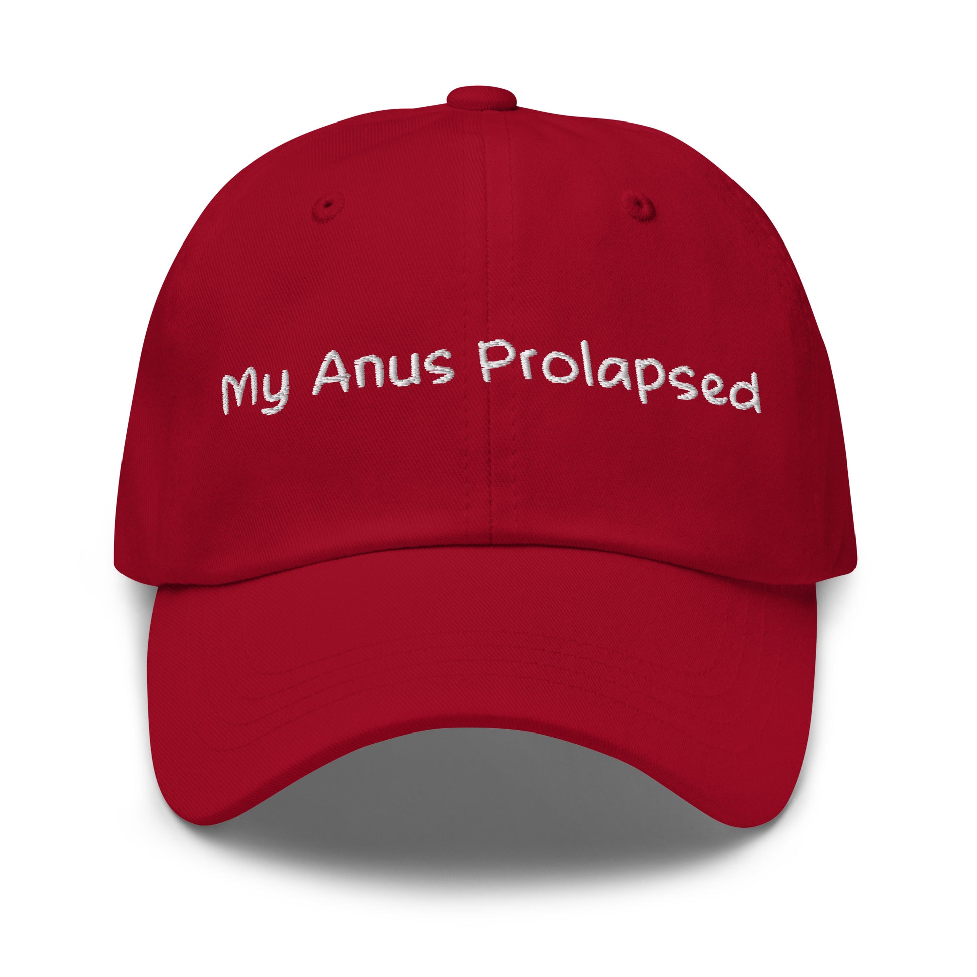 my anus prolapsed design on dark humor dad hat
