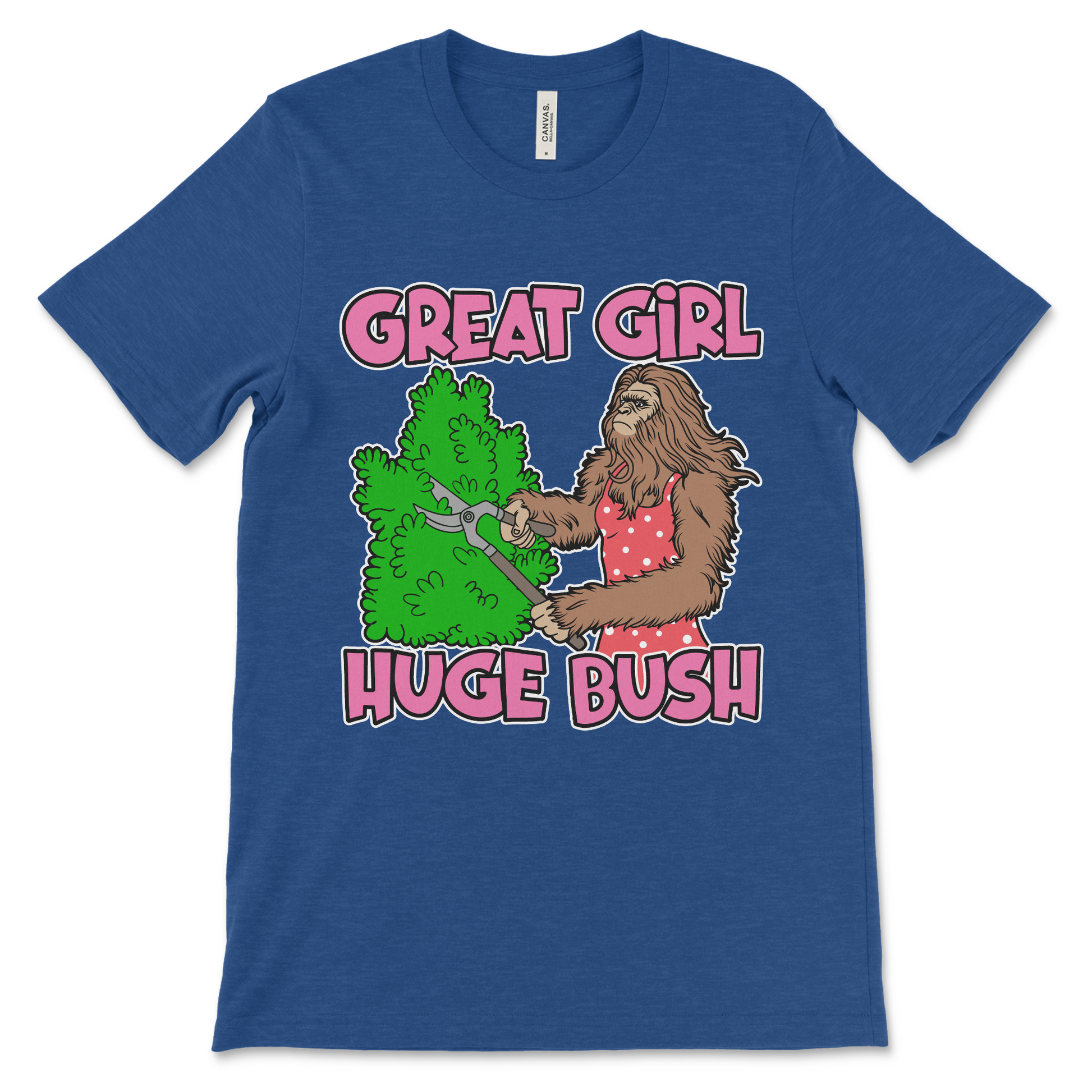 Nasty inappropriate meme shirt for adults, Great Girl Huge Bush graphic.