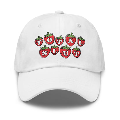 Funny inappropriate dad hat with Total Slut text

