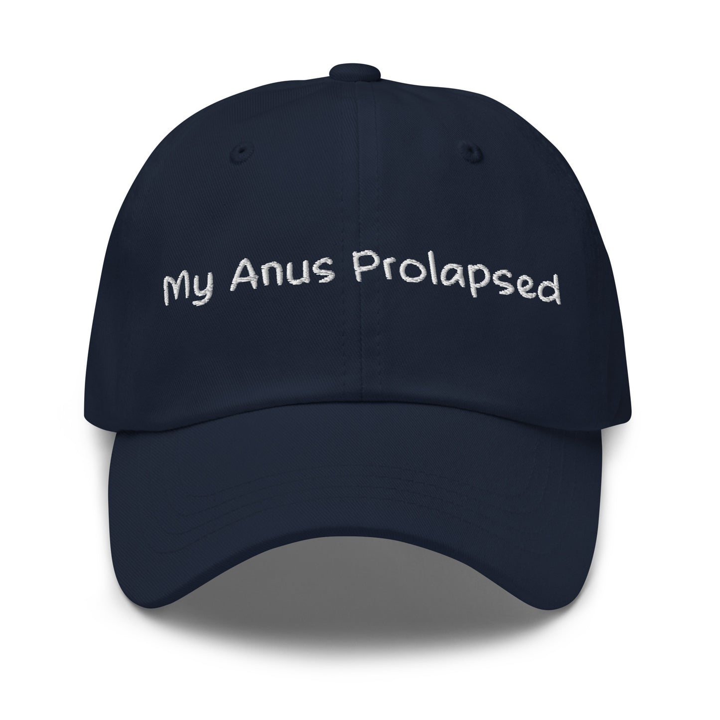 my anus prolapsed phrase on a weird inappropriate dad hat
