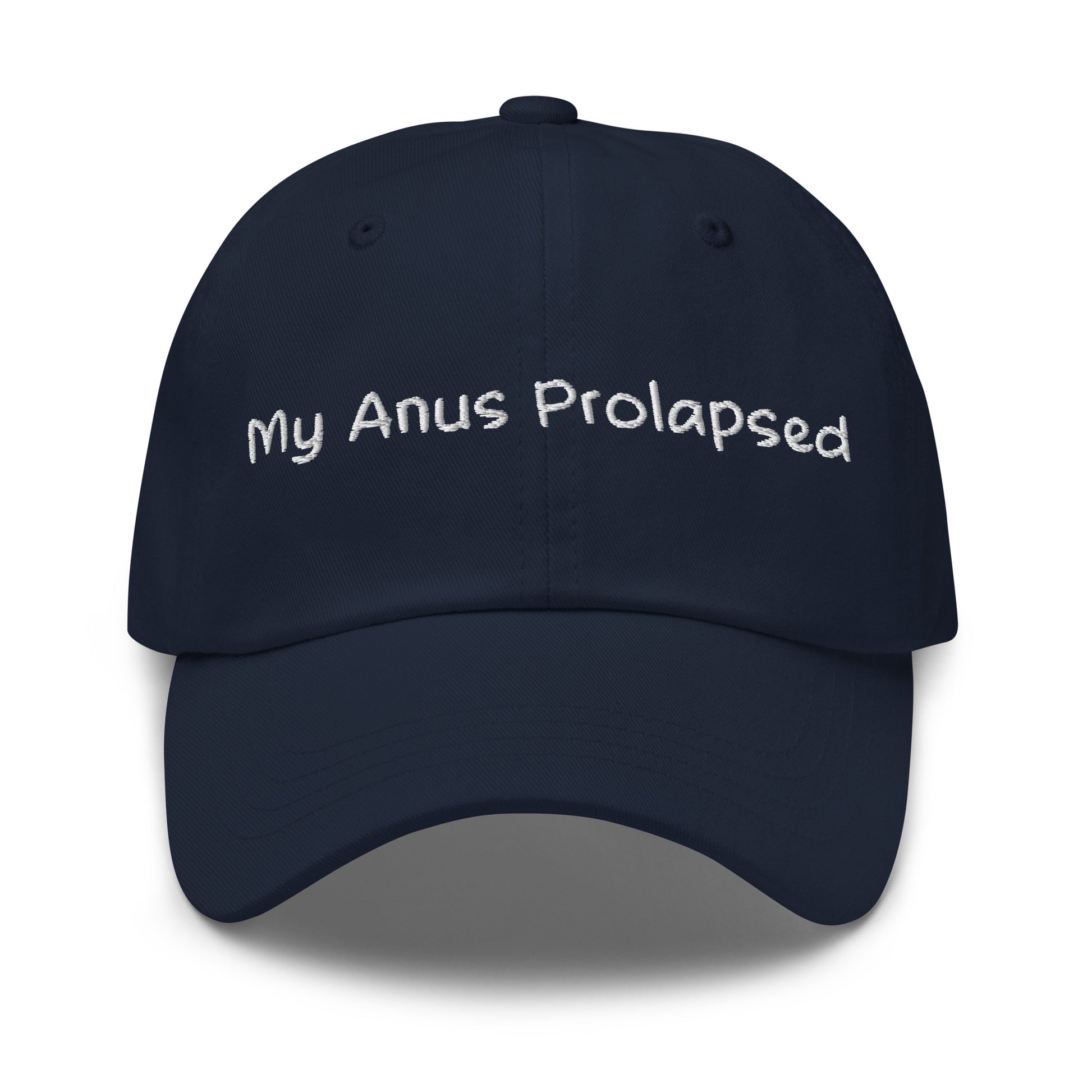 my anus prolapsed phrase on a weird inappropriate dad hat

