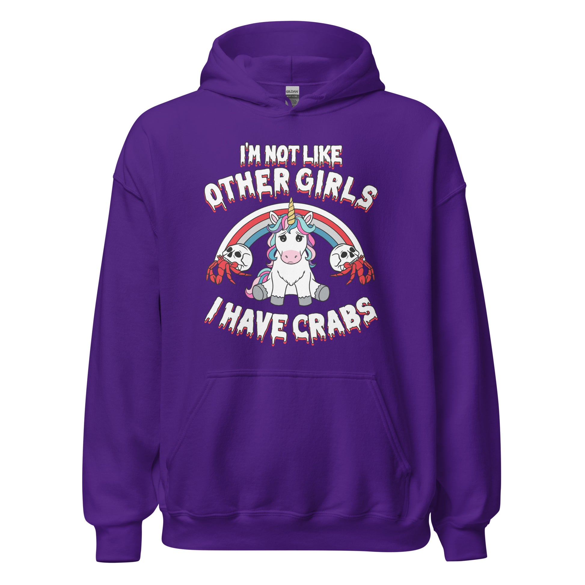 raunchy girls trip hoodie with i'm not like other girls i have crabs text
