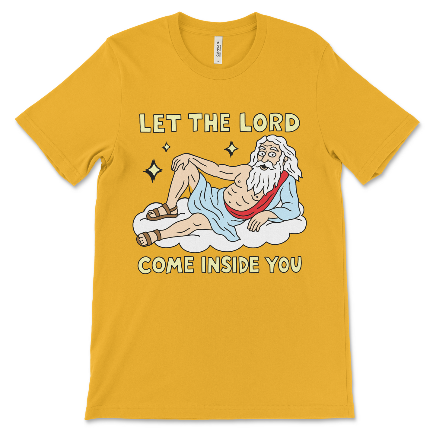 Offensive Christian meme shirt with suggestive phrase. Dark humor shirt with twisted anti-religion quote.
