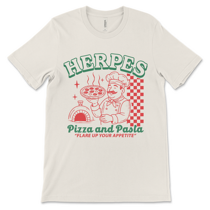 Herpes Pizza and Pasta shirt horrible gag gift gross funny shirt