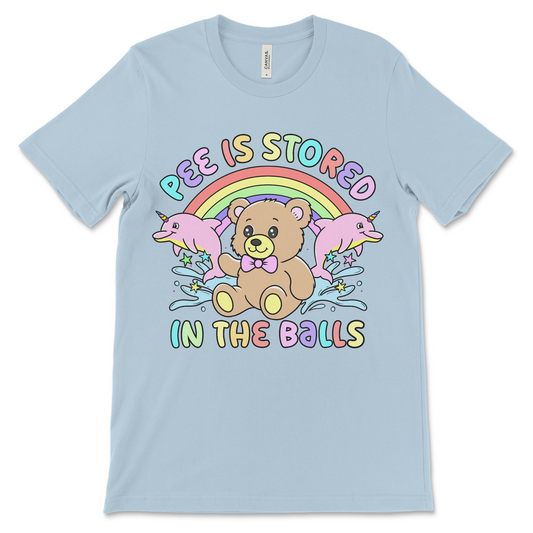 Pee is stored in the balls dirty funny shirt with vulgar adult humor design