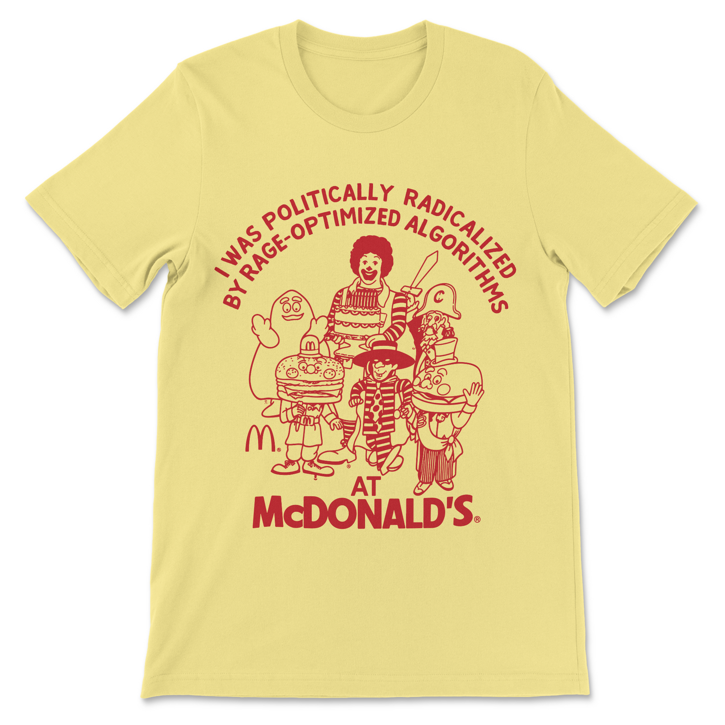 Funny graphic tee about social media algorithms, doomscrolling, and online political radicalization.
