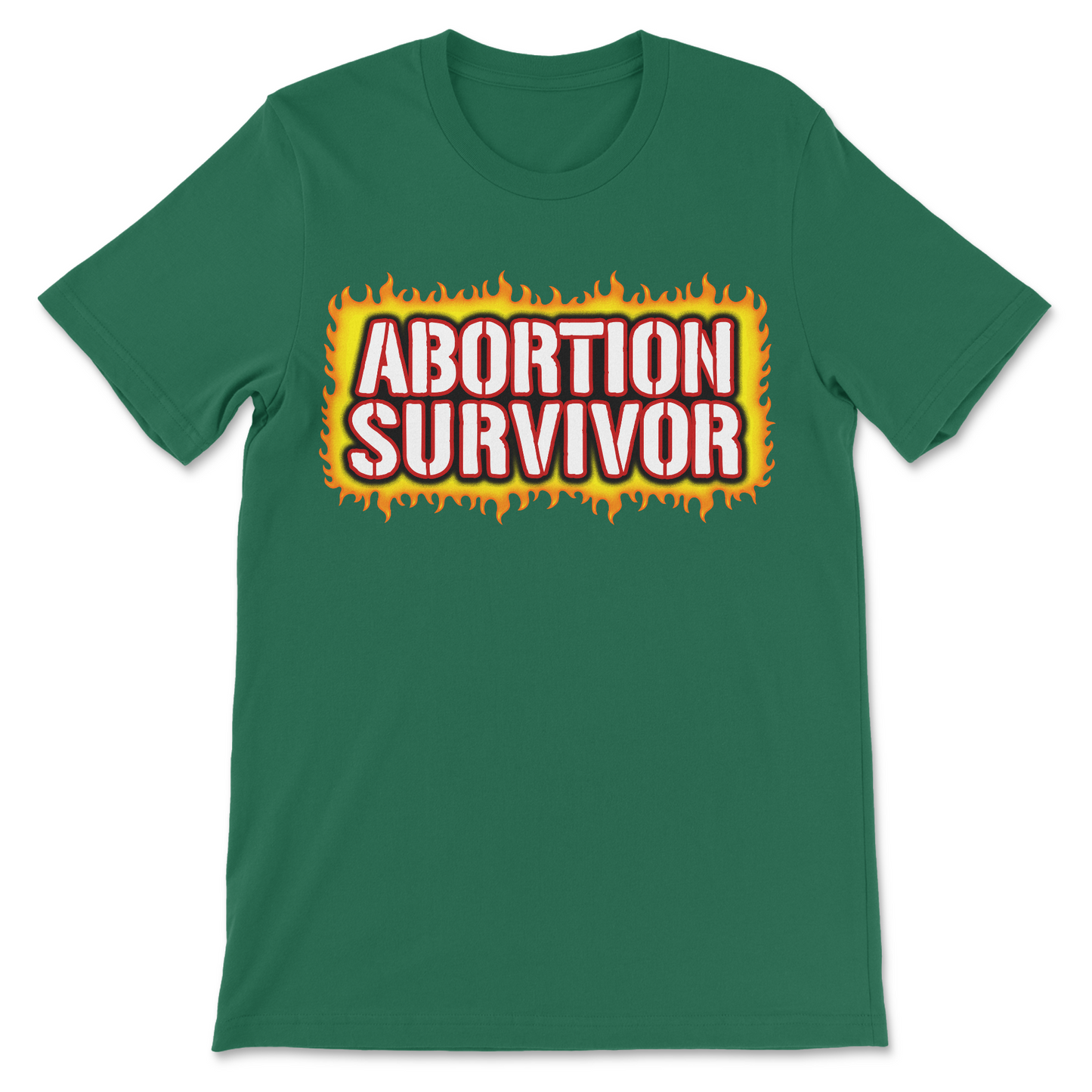 Politically incorrect graphic tee featuring an abortion survivor joke.
