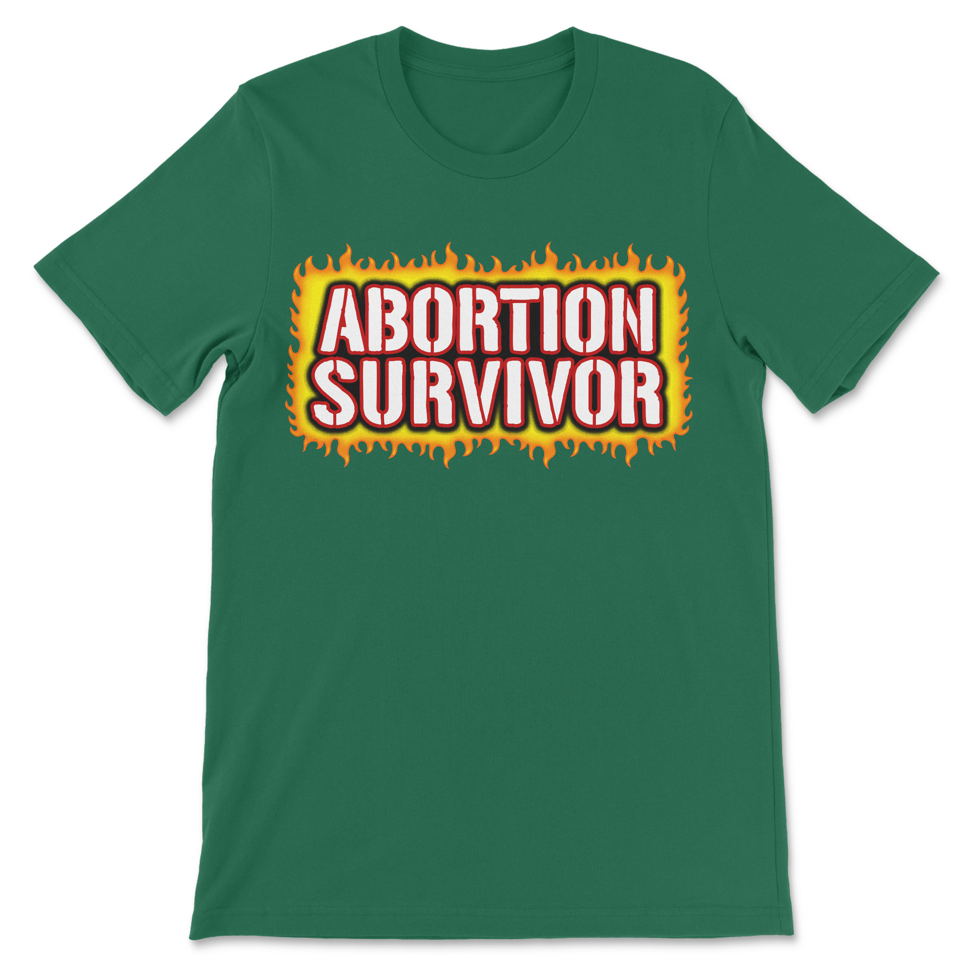 Politically incorrect graphic tee featuring an abortion survivor joke.
