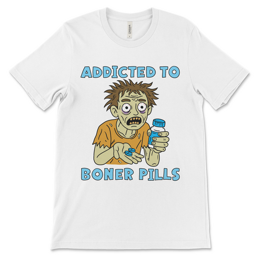 Offensive boner pill shirt with rude adult humor and cursed internet energy. Perfect for fans of funny sexual shirts, inappropriate meme tees, and dark humor graphic t-shirts.

