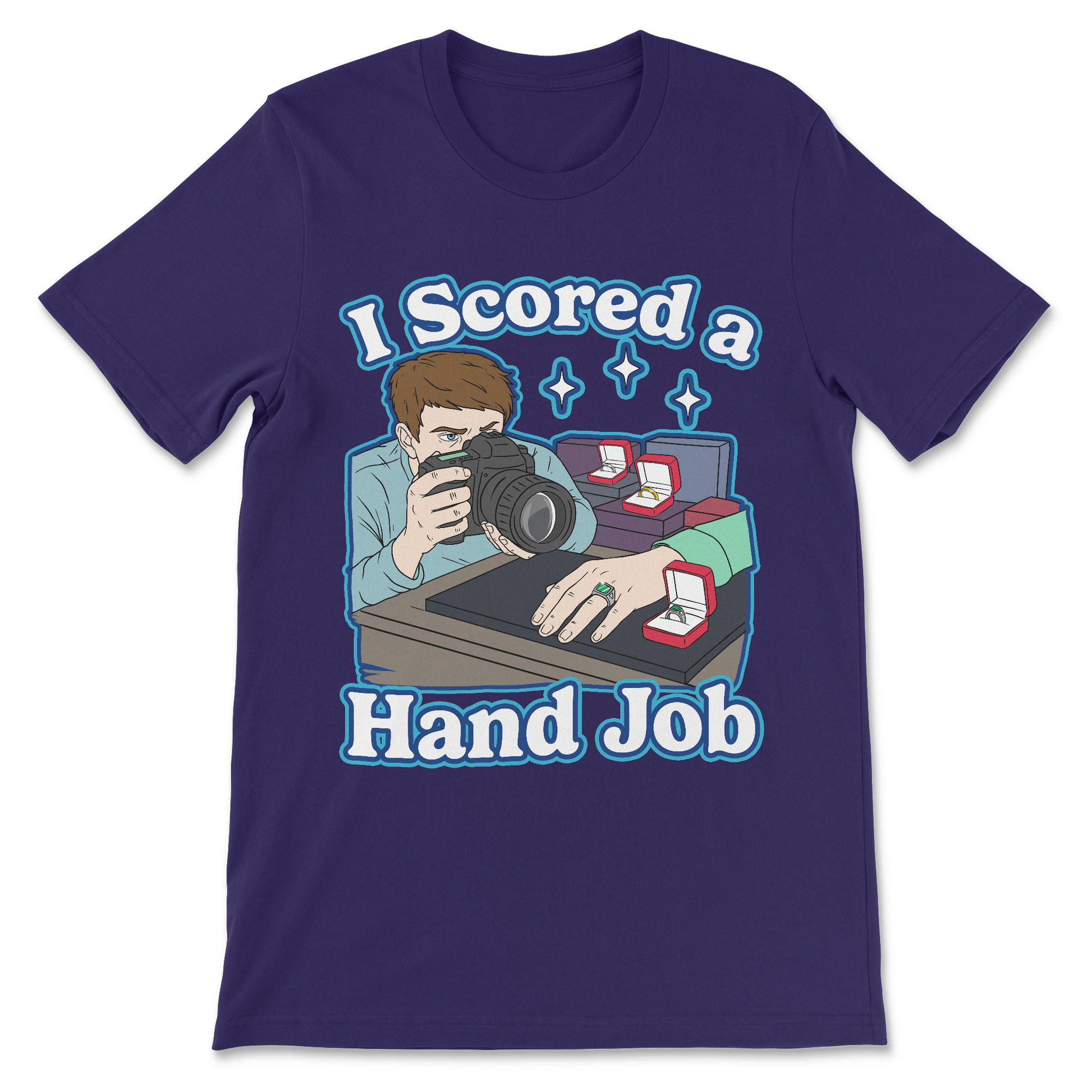Unhinged NSFW joke shirt with “I Scored a Hand Job” design
