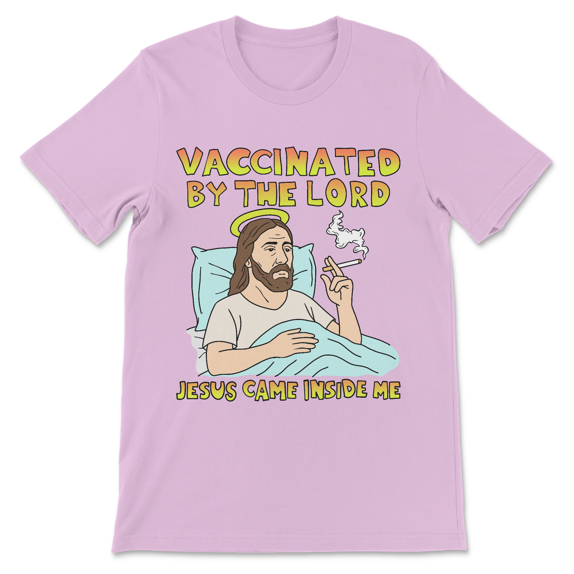 offensive meme tee with vaccine joke
