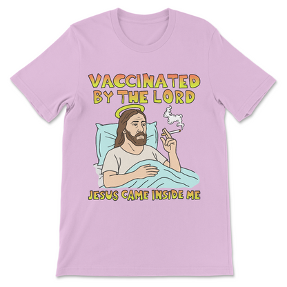 offensive meme tee with vaccine joke
