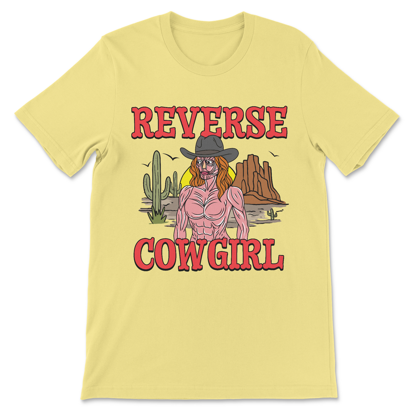 Creepy meme shirt with grotesque cowgirl illustration, Western parody. NSFW satire tshirt
