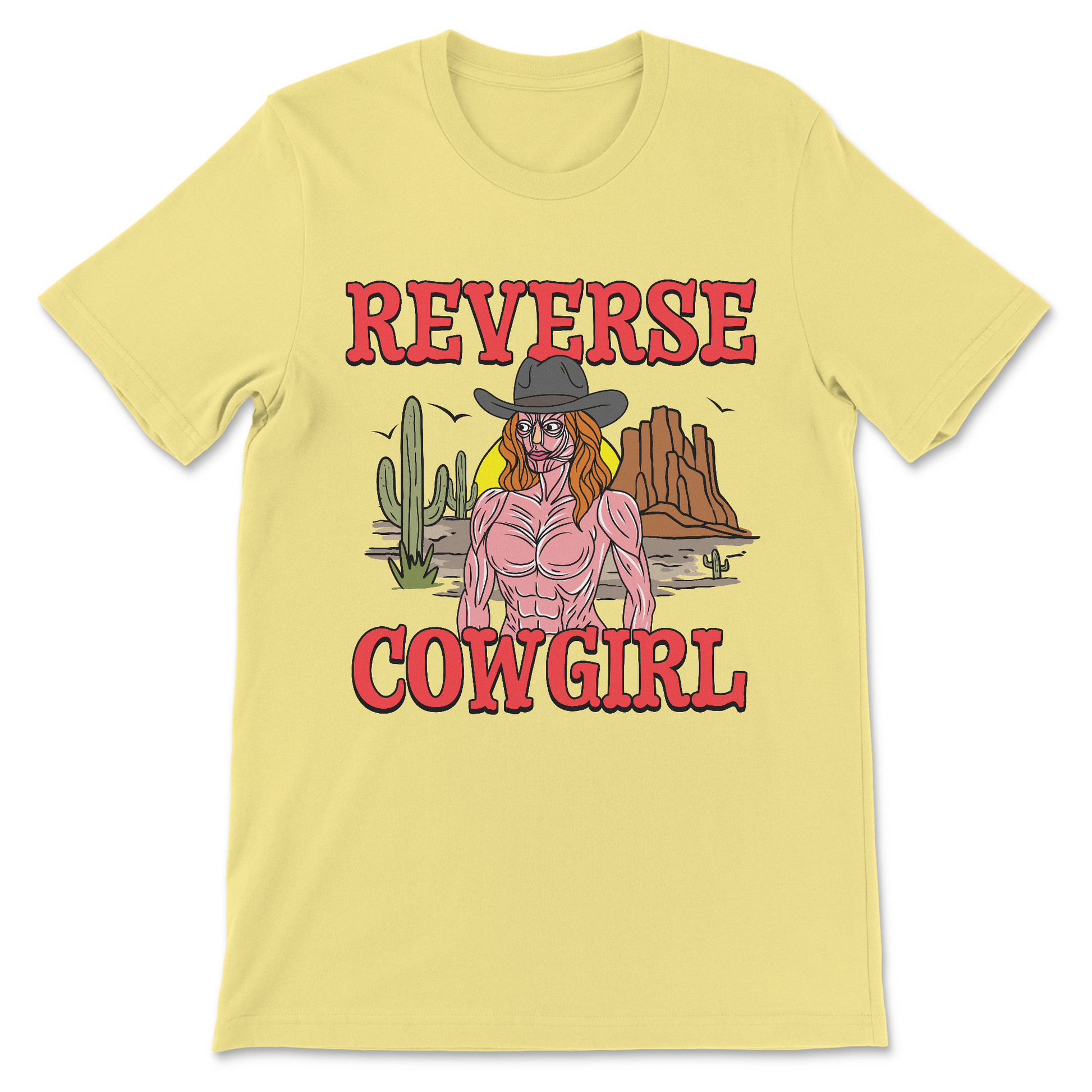 Creepy meme shirt with grotesque cowgirl illustration, Western parody. NSFW satire tshirt
