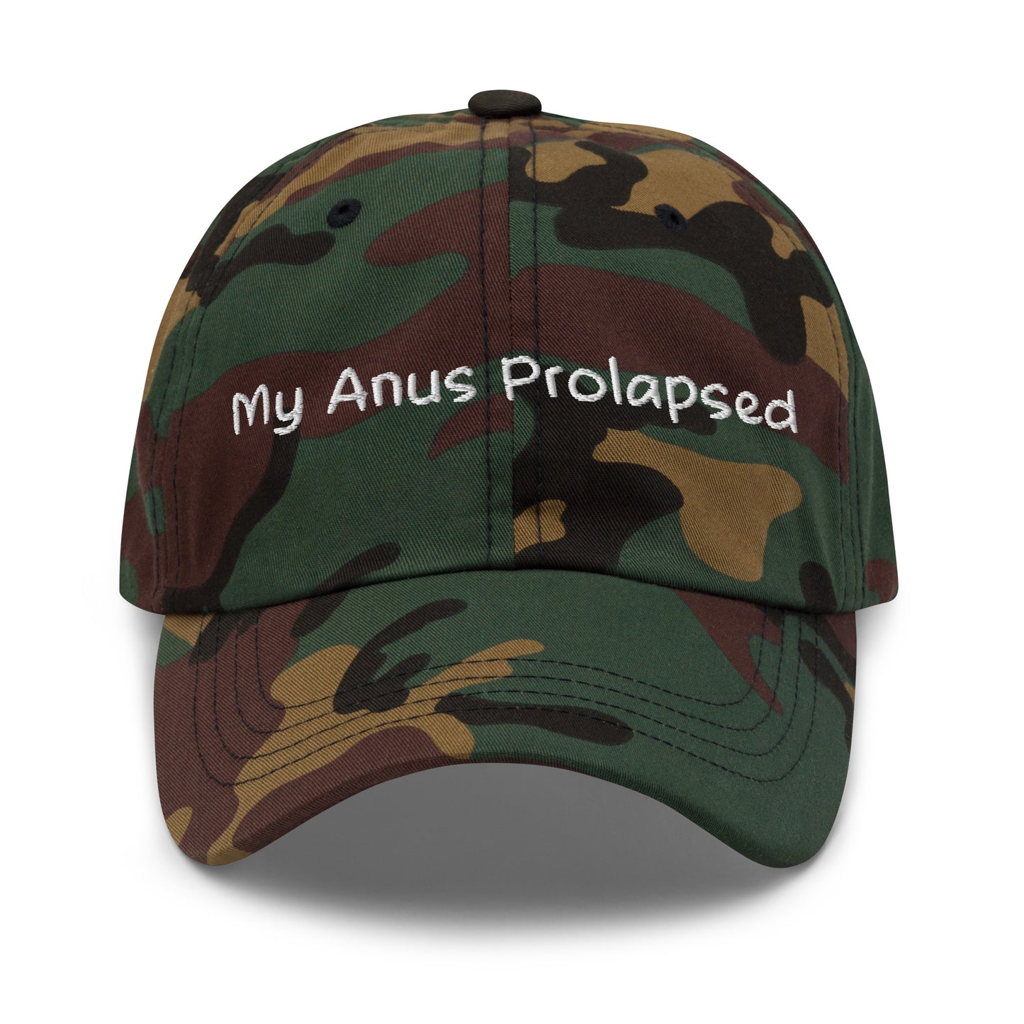 my anus prolapsed embroidered front of unhinged dad hat

