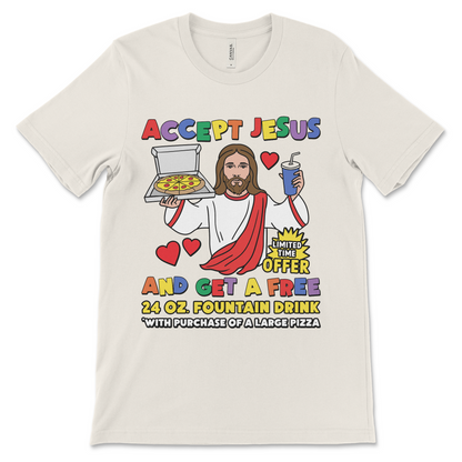 Adult humor Jesus tee popular among fans of sarcastic Christian clothing. Great for people looking for weird shirts that mock religion in a funny way.
