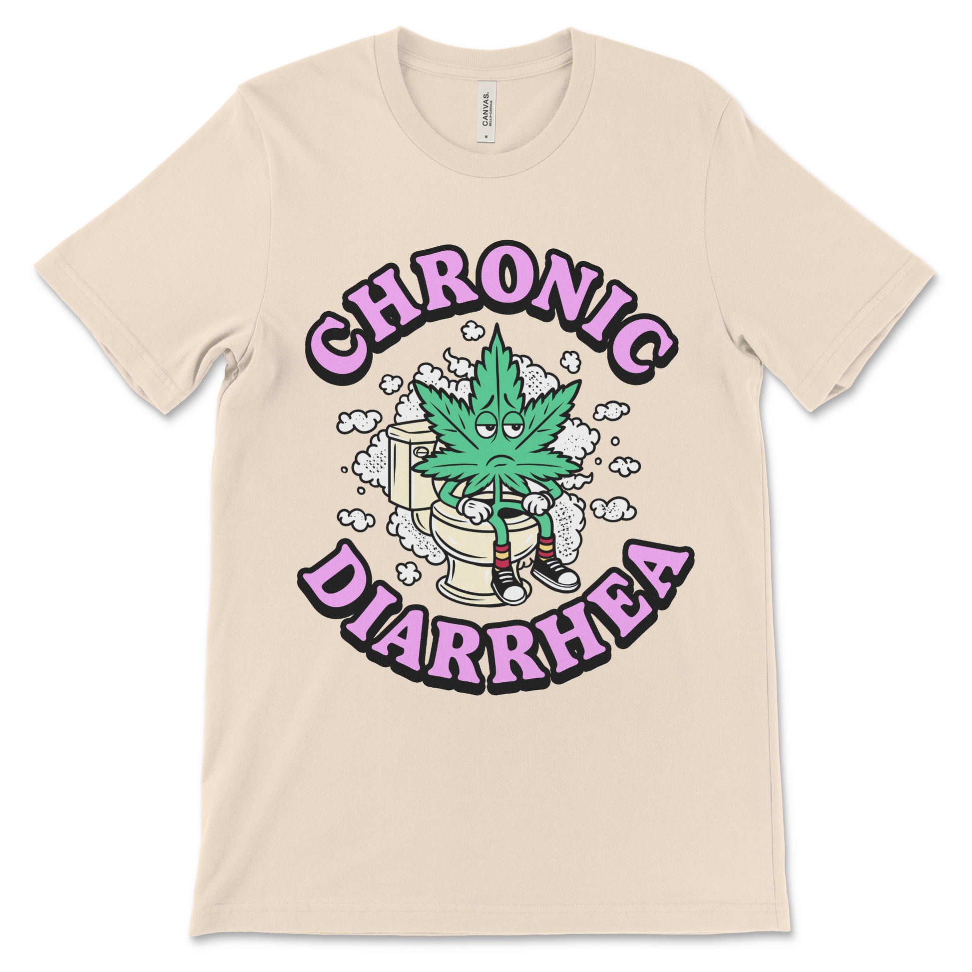 Funny weed shirt with a chronic diarrhea pun and inappropriate design. A mashup of poop humor and stoner apparel.
