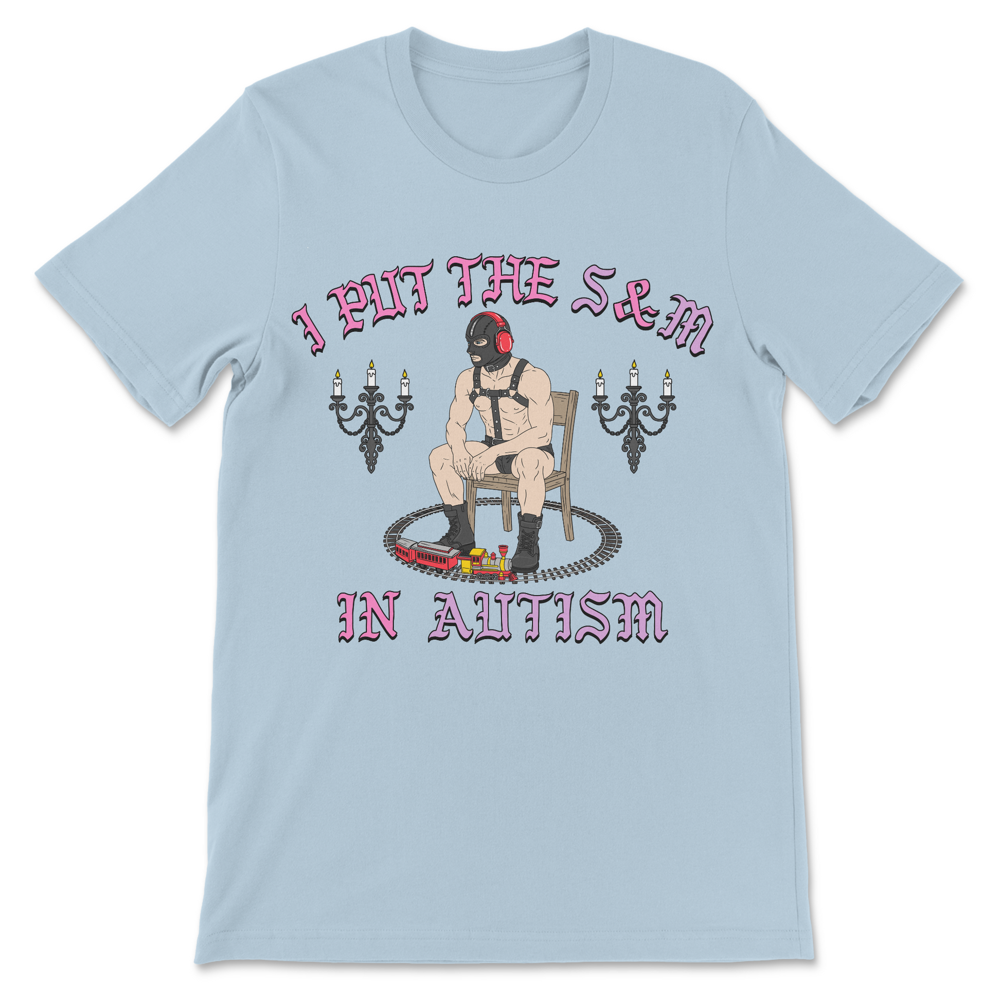 Funny autism shirt featuring a dark humor I Put The S and M In Autism design.
