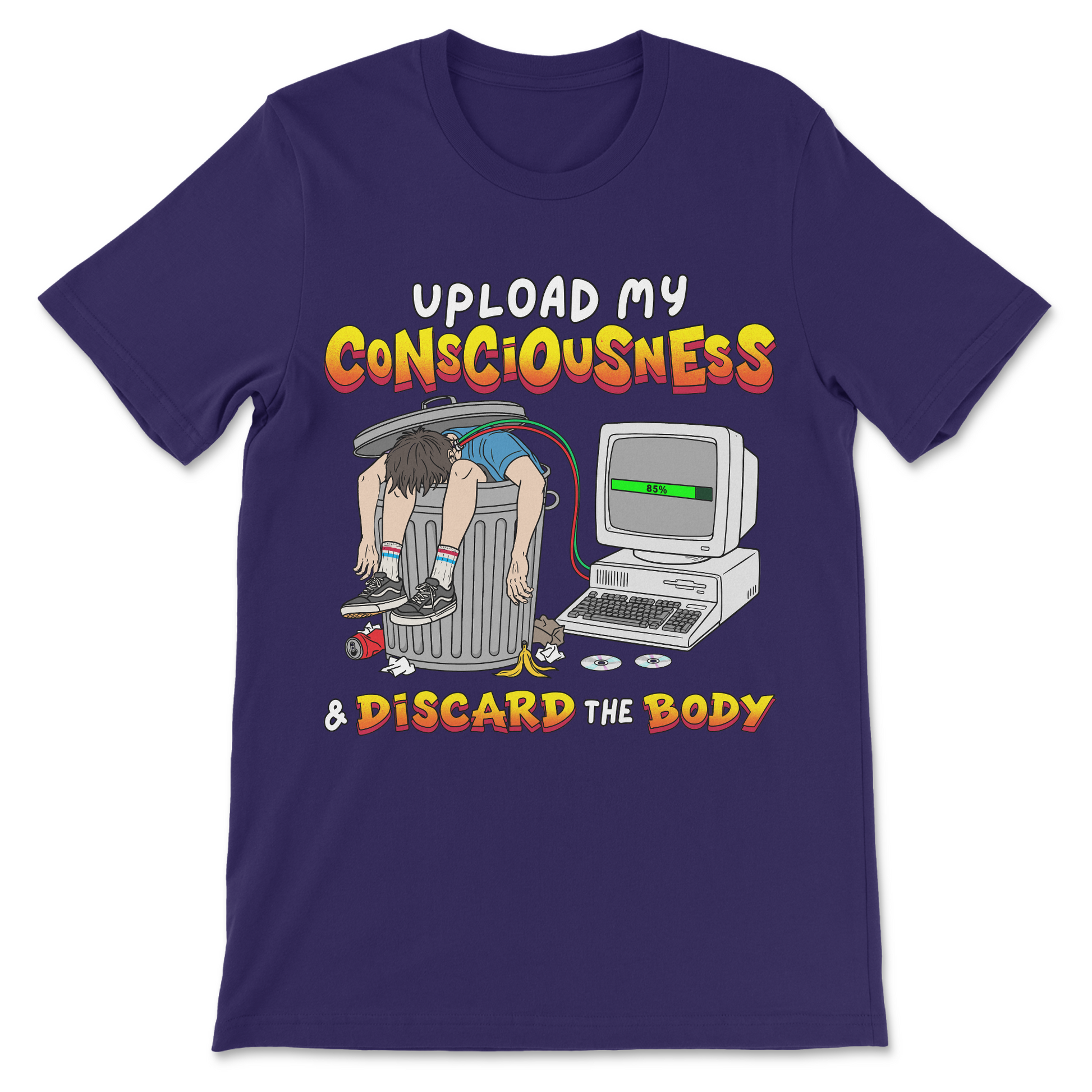 Transhumanist meme tee Discard the Body graphic