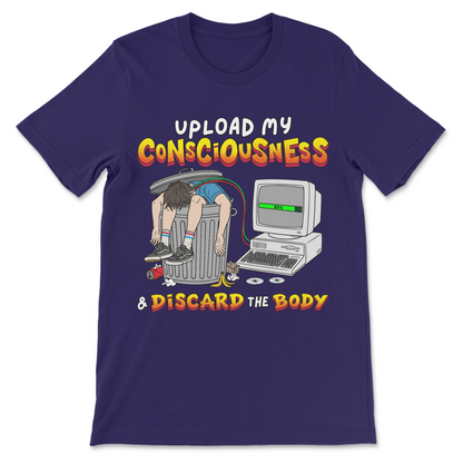 Transhumanist meme tee Discard the Body graphic
