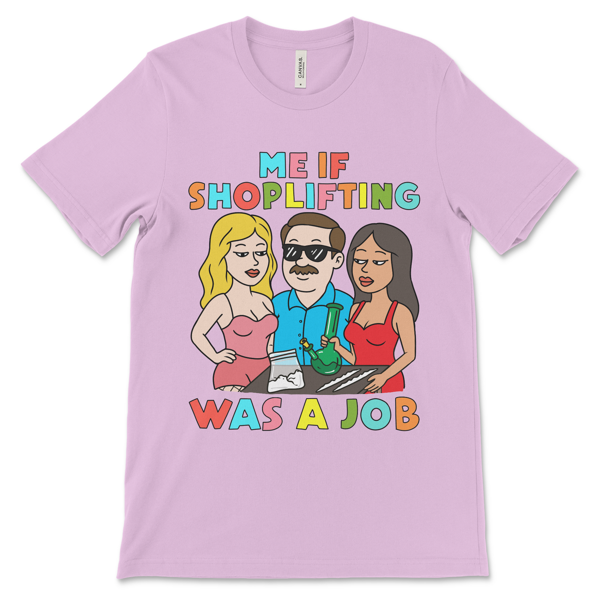 Funny meme t shirt with offensive design, dark humor tee, adult gag shirt, NSFW crude graphic and shoplifting humor.