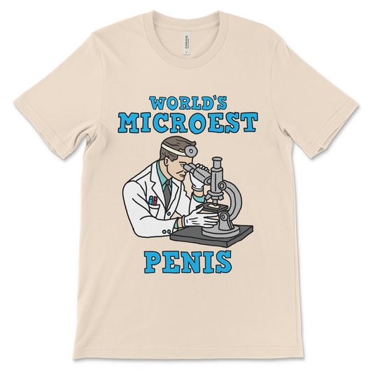 Funny micropenis shirt with inappropriate meme design and dirty adult humor. Offensive t-shirt for men, vulgar shirt style, and weird graphic tee for cringe-core fashion fans.

