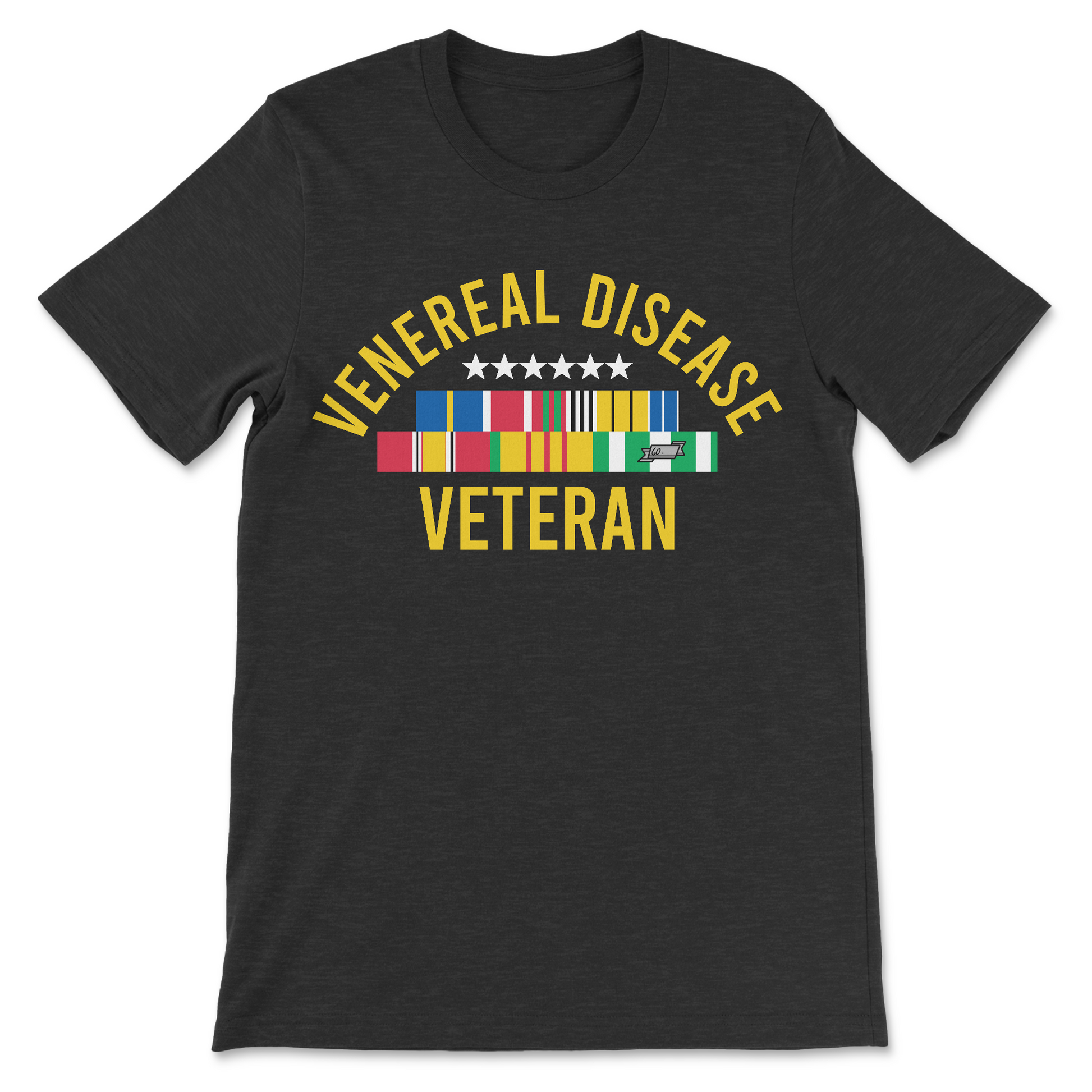 Inappropriate Venereal Disease Veteran shirt with a vintage veteran look. Unhinged and offensive.
