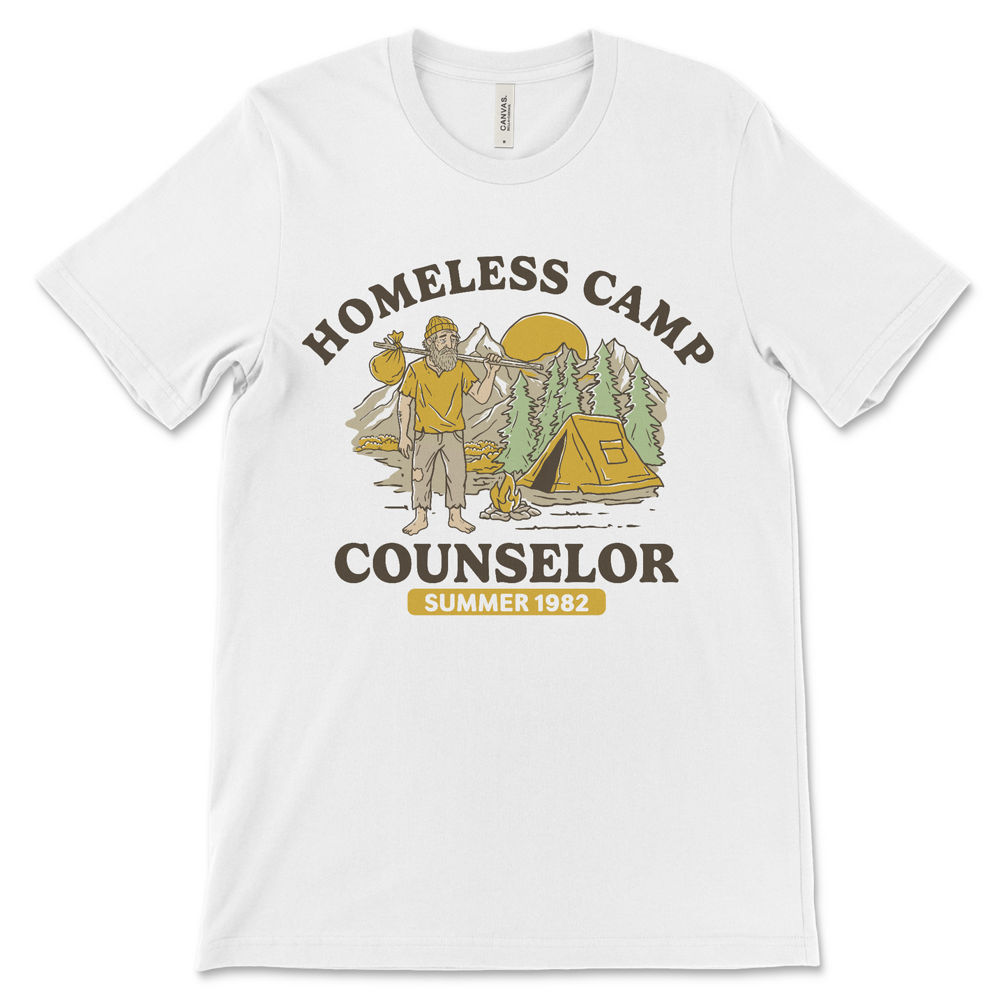 homeless camp counselor dark humor meme shirt
