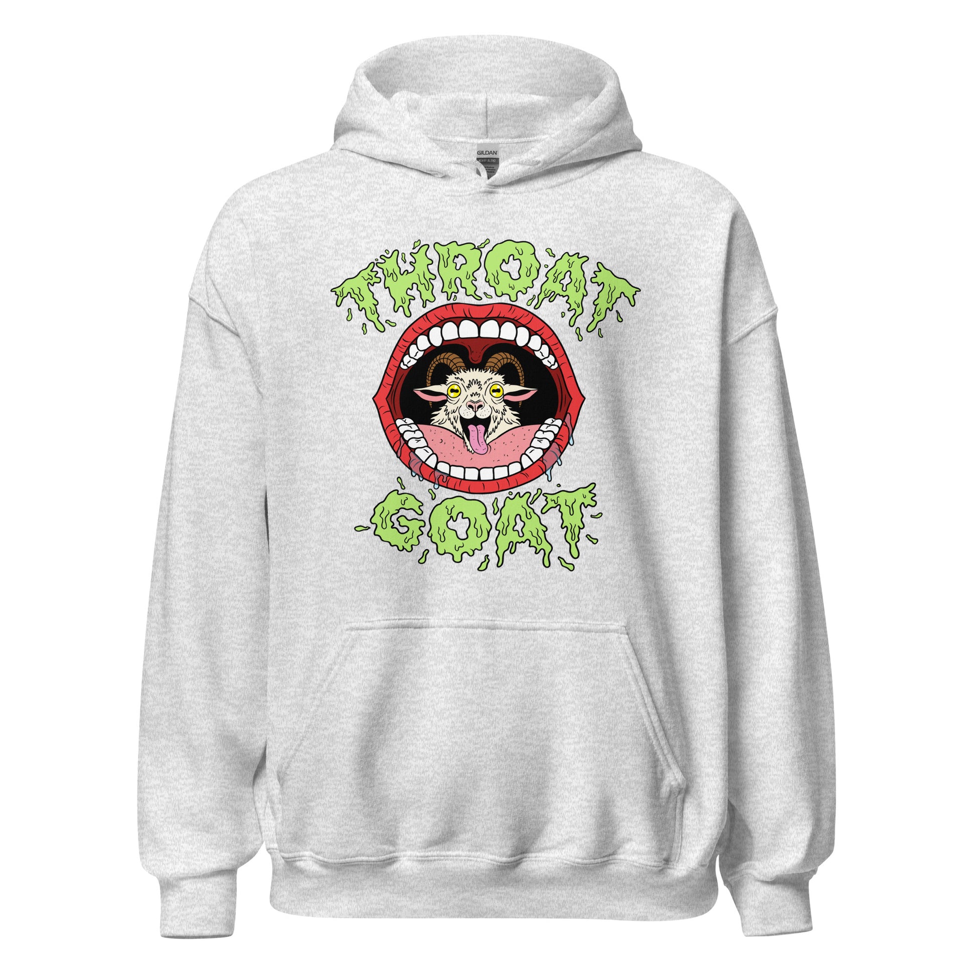 a novelty hoodie with a dirty joke phrase meant for inappropriate humor
