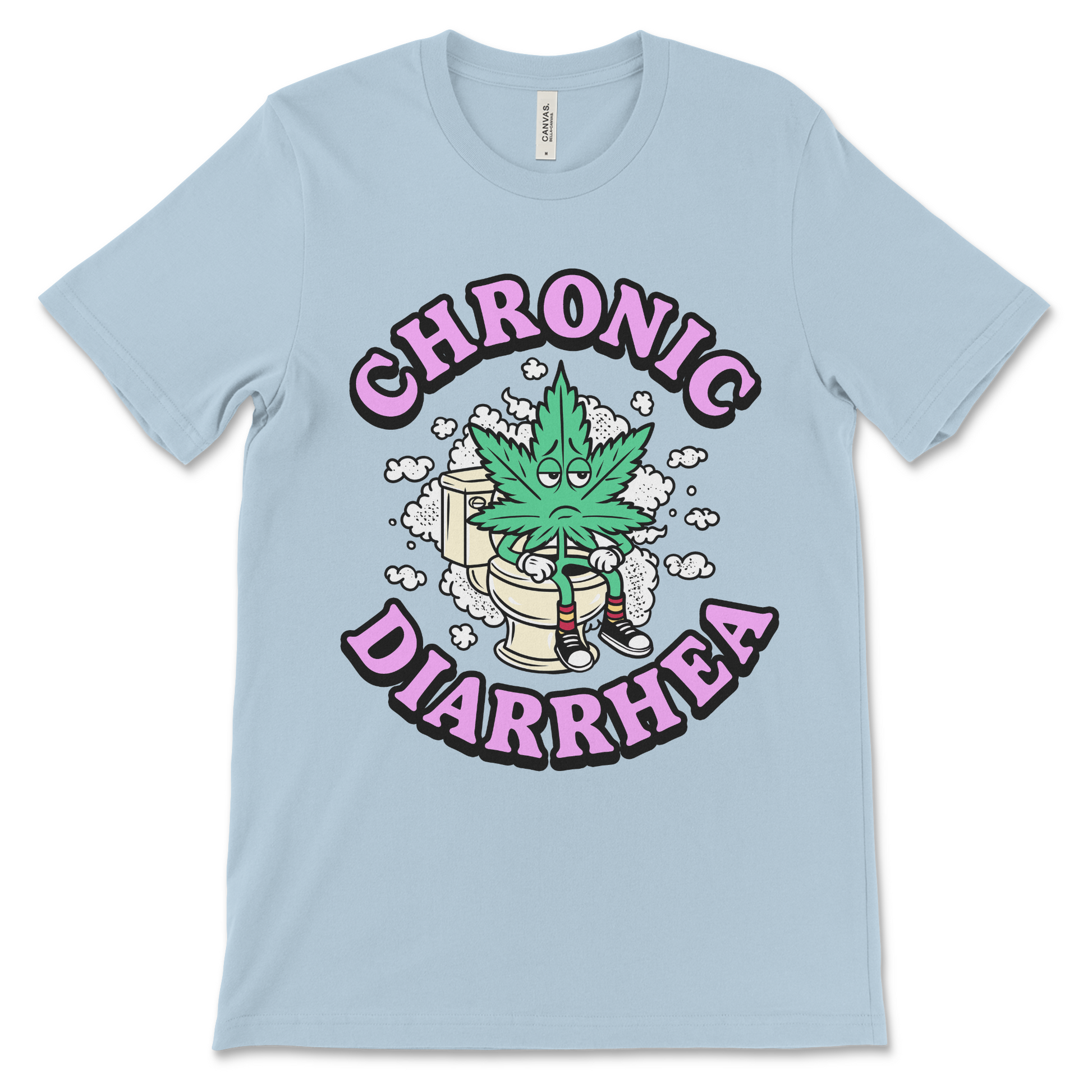 Chronic diarrhea marijuana shirt, weed leaf toilet graphic, stoner humor t-shirt, offensive poop joke novelty tee.
