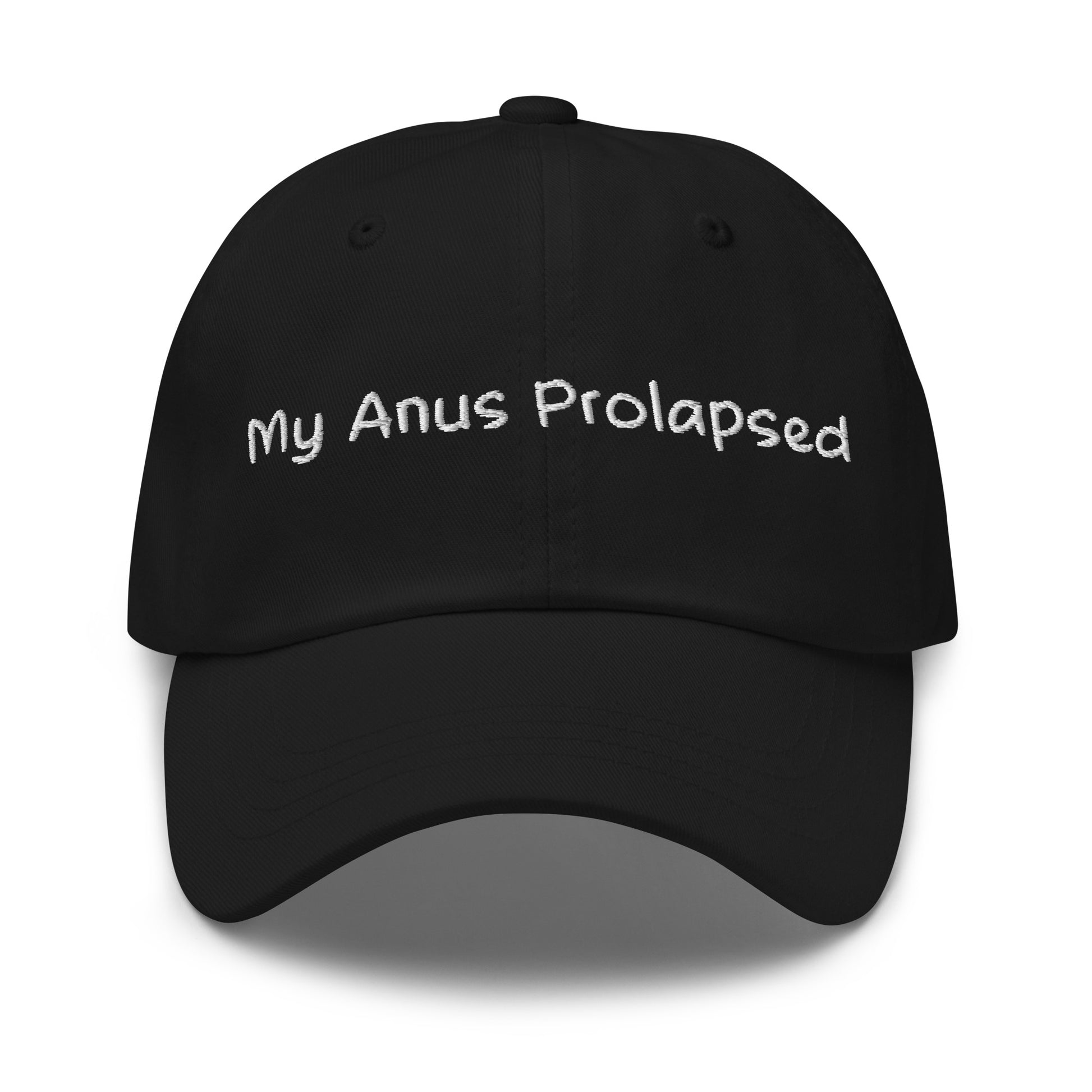 my anus prolapsed stitched on a rude novelty dad hat
