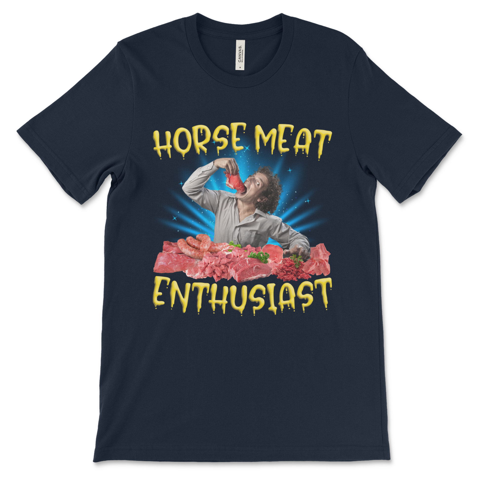 Dark comedy Horse Meat Enthusiast shirt, weird humor graphic tee for meme lovers
